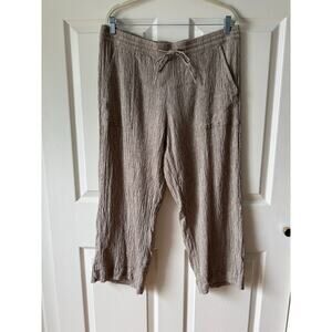 J‎ Jill Pure Jill Linen Cotton Crinkle Cropped Pants L Petite Coastal Lagenlook